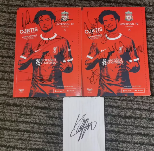 Liverpool Multi Signed Programmes And Signed Klopp Paper