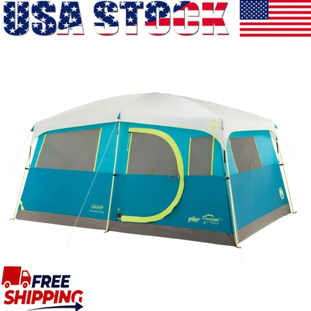 Camping Tent w/ Closet Room Fast Pitch Pitch Cabin 8-Person Light Outdoor Blue
