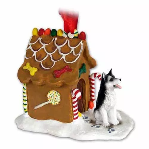 Conversation Concepts Siberian Husky Gingerbread House Christmas Ornament Black-