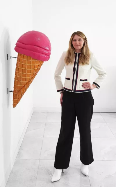 Ice Cream Cone Statue Hot Pink Scoop Wall Hanging Waffle Cone 3Ft Indoor Outdoor
