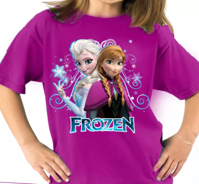 Frozen Il Regno Di Ghiaccio Elsa Anna T Shirt Tshirt Tanti Colori Bambina Girl