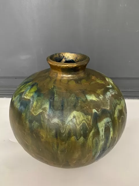 Vase Boule Par Simeon Roussin Dieulefit En Gres Flamme  M1064