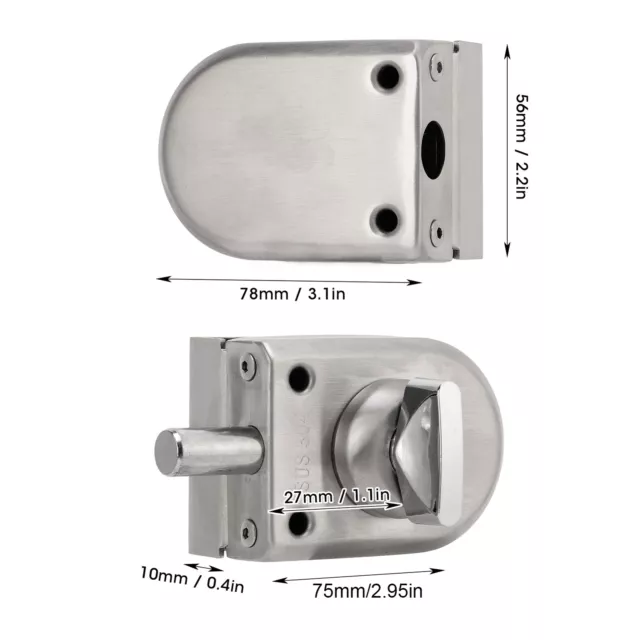 Glass Door Lock Oval Sliding Double Opening Glass Door Lock Punch Free Bathr AUS