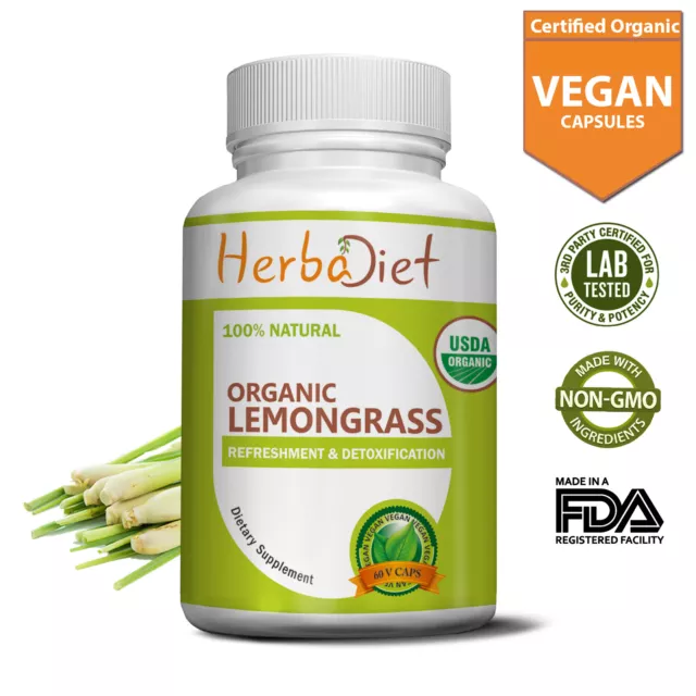 Organic Lemongrass Capsules A GRADE Lemon Grass Cymbopogon DETOX Non-GMO