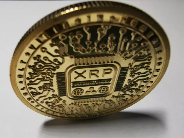 XRP Ripple Münze | Gold seltene Kryptomünze | KOSTENLOSE Vitrine | Souvenir 2