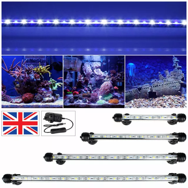 Submersible Aquarium Fish Tank Waterproof LED Light Bar Lighting Lamp White&Blue