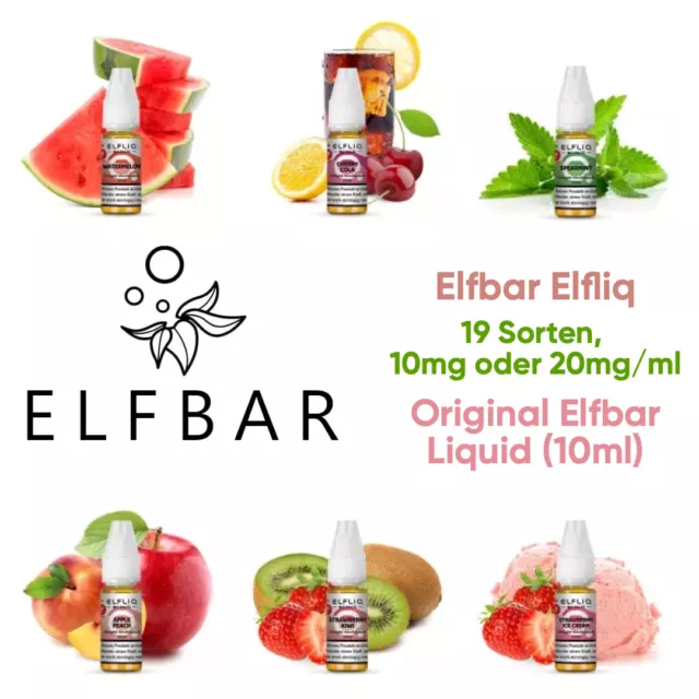 Elfbar Elfliq Liquid 10ml eLiquid mit 10mg oder 20mg Nikotinsalz Nicsalt Elf