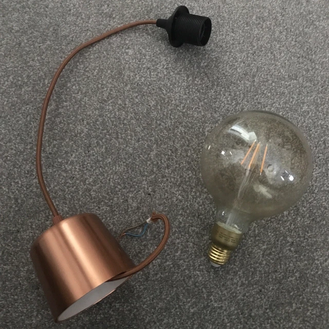 IKEA BRONZE LIGHT Fitting & Ikea Large Screw In Led Bulb Vgc £2.99