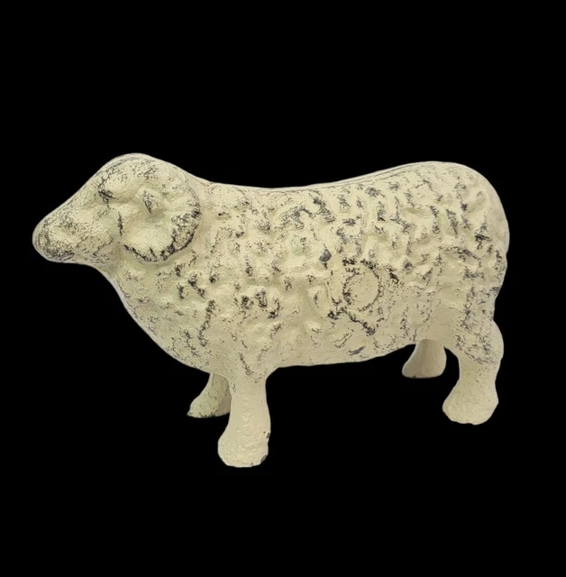 Vintage Cast Iron Sheep Ram Vintage Painted Door Stop Paperweight Decorative