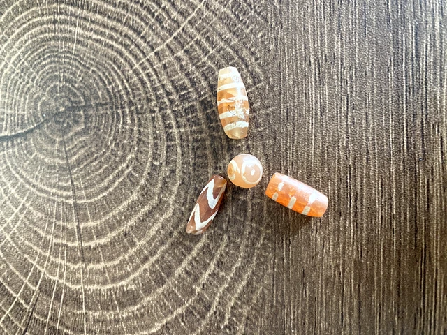 Ancient Antique Burmese Pyu Carnelian Beads - 4 Pieces - #307 2