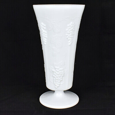 Vintage Grape Harvest Milk Glass 10" Flower Vase by Indiana / Colony Glass Co