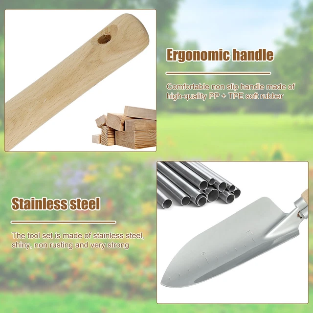 5Pcs Garden Tools Set Miniature Planting Tool with Wood Handle Portable TH 3