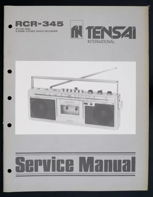 Original TENSAI RCR-345 Radio Recorder Service Manual/Diagram/Parts List o148