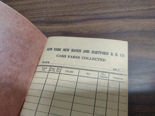 1940s New York New Haven & Hartford Railroad Co Cash Fares Ledger Book Unused 3