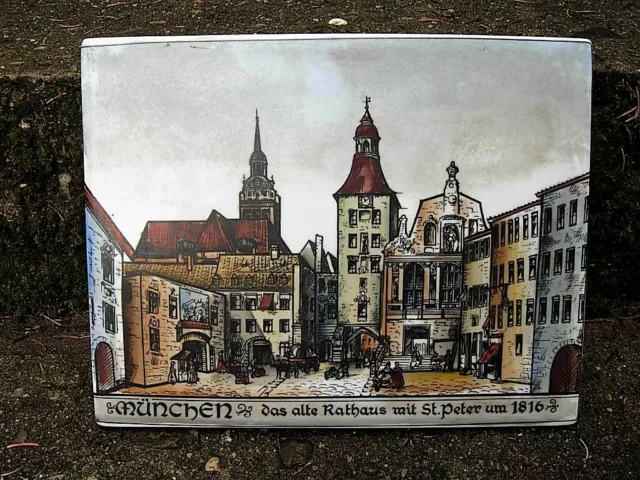 Fliese Kachel Keramik Wandbild Motiv Alt München Rathaus St. Peter