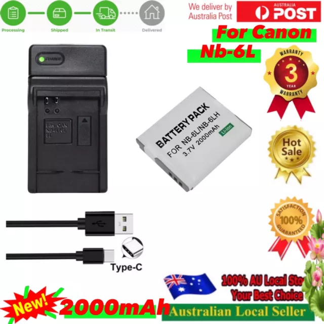 NB-6L Battery + Charger For Canon PowerShot D10 D20 D30 ELPH 500 HS S90 S95 S120