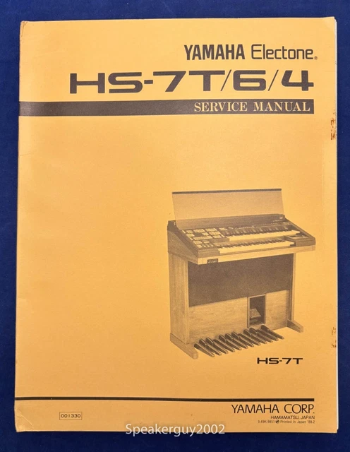 Original Yamaha Electone HS-7T HS-6 HS-4 Organ Service Manual
