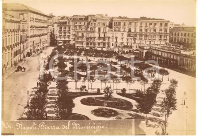 1890 ca NAPOLI - Piazza del Municipio *Fotografia Achille MAURI n° 44 ANIMATA