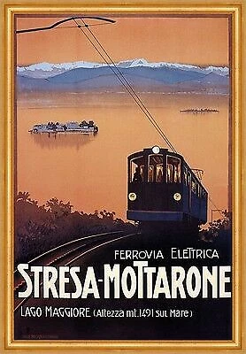 FERROVIA ELETTRICA STRESA Mottarone Lago Maggiore Italien Plakate A2