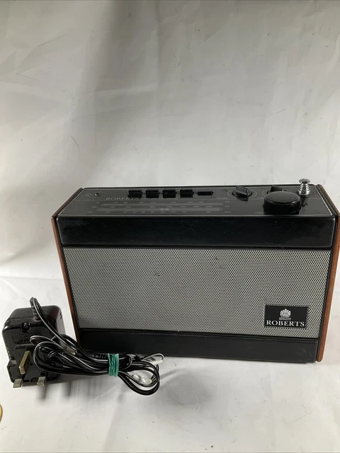 Roberts R701 3-BAND Portable Radio Lw Mw Fm Cuir Noir Bois Avec Puissance Câble