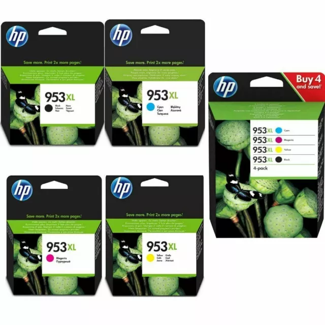 Cartuchos HP 953 XL ORIGINALES Negro, Cian, Magenta y Amarillo Tinta 953XL Pack