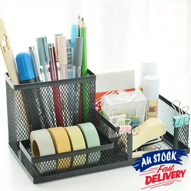 Desk Organizer Pen Holder Storage Container Stationery Office School Letter Tray
