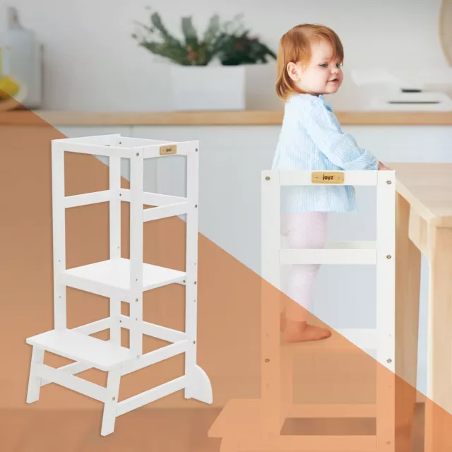 Torre di apprendimento montessori sgabello bambini in legno bianco 54x44x90 cm