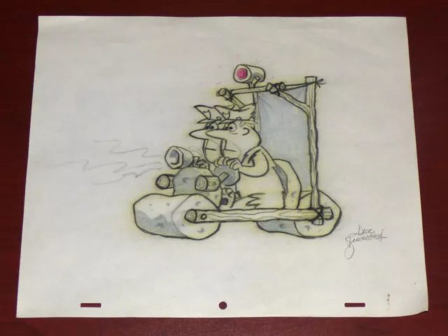 THE FLINTSTONES ORIGINAL 1960s PRODUCTION CONCEPT DRAWING SIGNED DICK BICKENBACH