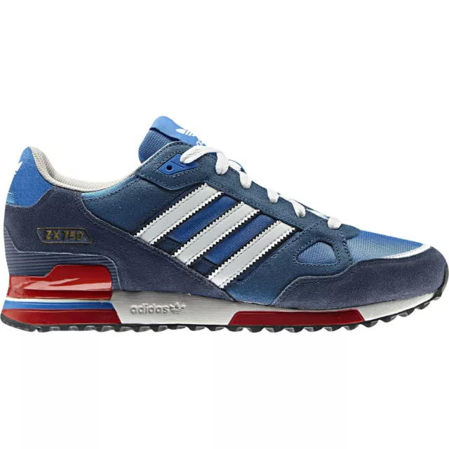 Adidas Original HERREN Zx 750 Turnschuhe Sneakers Blau Rot Retro Trefoil Neu