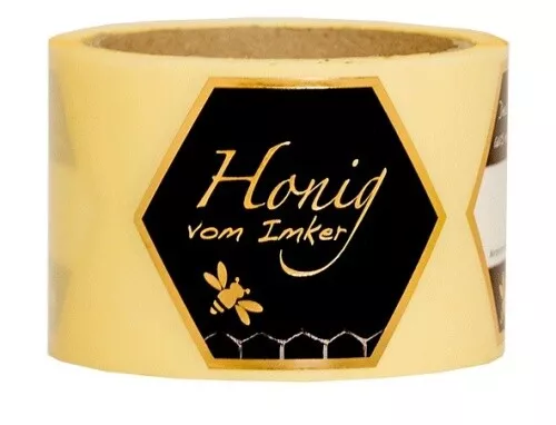 Honig-Etikett Sechseckform mit Goldprägung, 500 g, 100 Stück