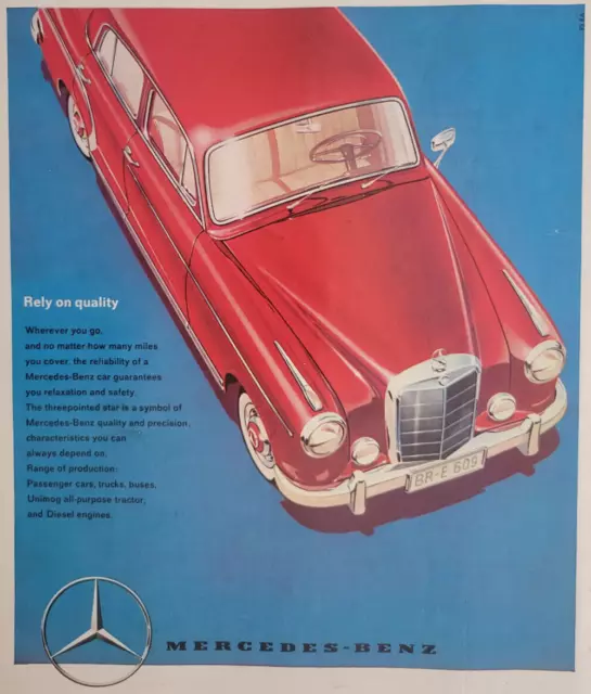 Mercedes-Benz Auto "Lions On The Track" Print Ad Original 1959 ILN ~9.5x14"