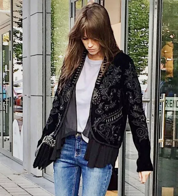 Zara velvet embroidered jacket new arrivals
