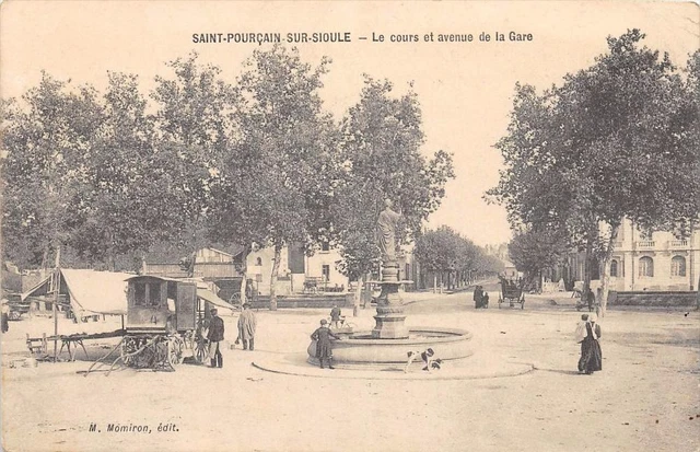 Cpa 03 Saint Pourcain Sur Sioule Le Cours Et Avenue De La Gare