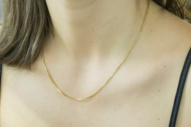 14K Solid Yellow Gold Box Necklace Real Gold Chain 16" 18" 20" 22" 24" 26" 30"