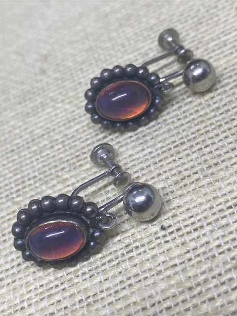 Vintage Navajo Indian Sterling Silver Dragons Breath Screwback Earrings