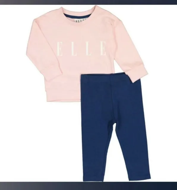 ELLE Junior Navy & Pink Jersey Outfit Set Infant Size 12 Months New