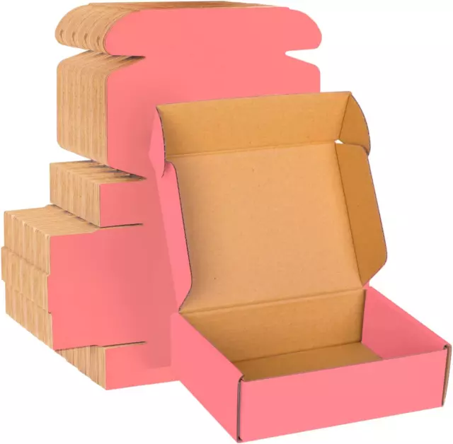 Cajas de Cartón Corrugado Rosa de 7x5x2 Paquete de 30 Cajas de Envio Pequenas