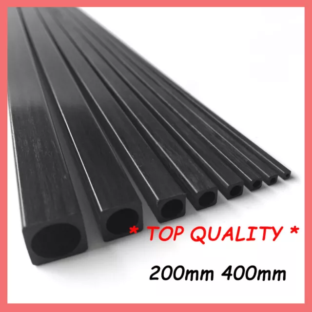 Carbon Fiber Square Tube 1.7mm 2mm 3mm 4mm 5mm / Length 200mm 400mm