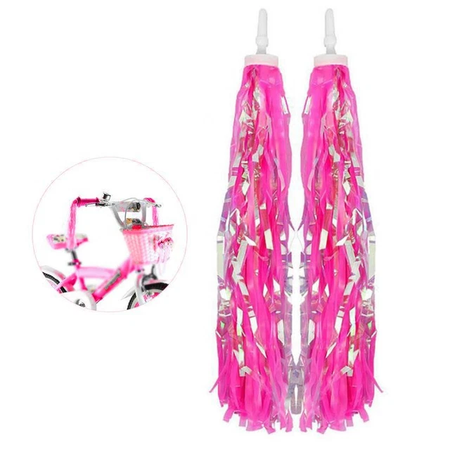 Anneome Ruban à Pompons pour Garçon et Filles 4pc en Plastique Bleu Clips à Ressort, Décoration Facile à Attacher pour Guidon de Trottinette et Vélo Garçon et Filles