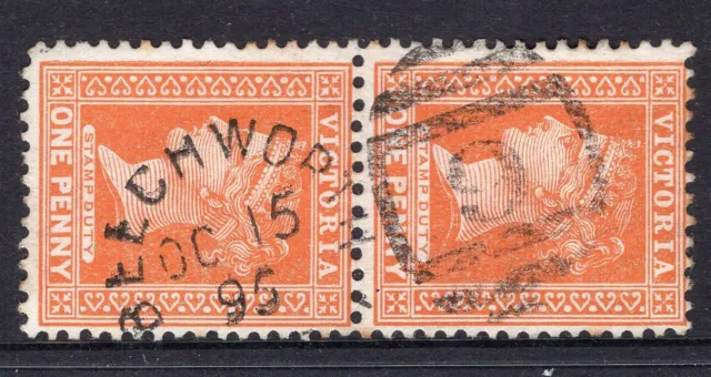 Victoria nice BEECHWORTH 1896 duplex cancel on QV pair