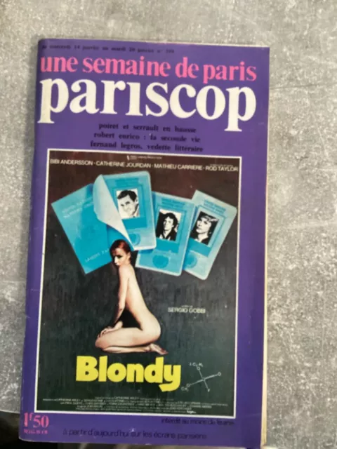 ancienne revue parscop affiche de cinéma film blondy Sergio  gobbi pas dvd