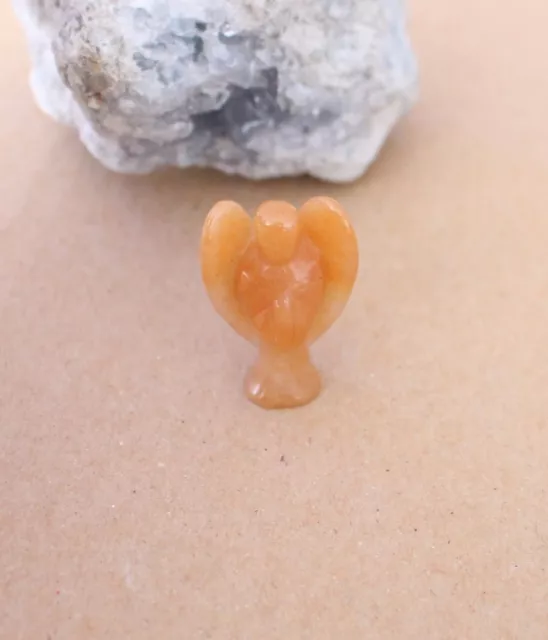 Schutzengel  Steinfigur aus  Aventurin (Orange) Edelstein 2,2 x 3,5 cm (DN-20 )