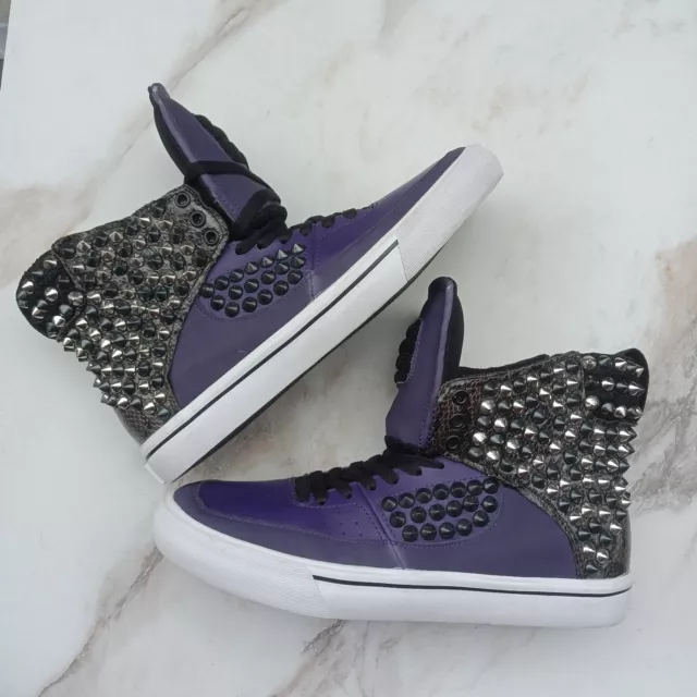 Supra Spectre Spike Studded High Top Sneakers Black/Purple Men's Size 10