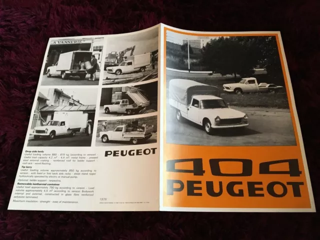 Peugeot 404 Light Lorry & Platform Cab 1000kg Brochure 1976 - UK Issue