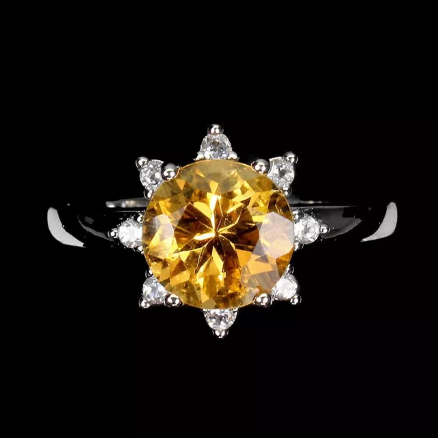 Ring Citrine Yellow Genuine Natural Mined Gem Solid Sterling Silver R 1/2 US 9