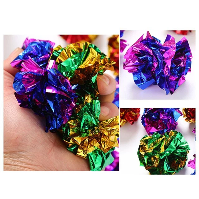 48PCS for Cat Teaser Ball Glitter Balls Pet Interactive Toy for Cat Indoor 3