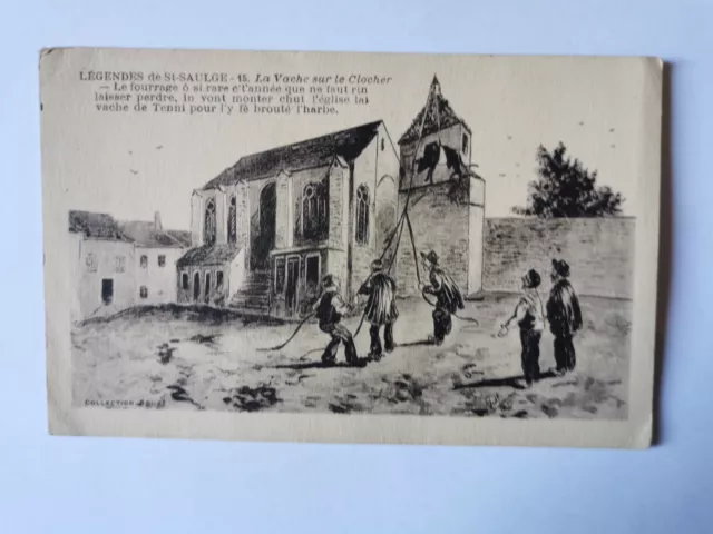 CPA 58 Légendes de St-Saulge - La Vache sur le Clocher