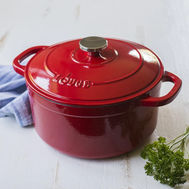Lodge 6.5 Quart Enameled Cast Iron Dutch Oven, Red