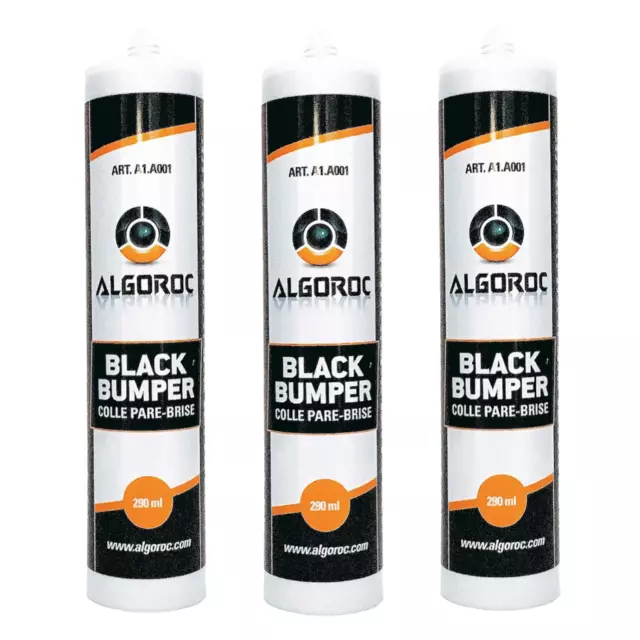 Colle Pare Brise MS, professionnelle ALGOROC Black Bumper 290ml - lot de 3 Neufs