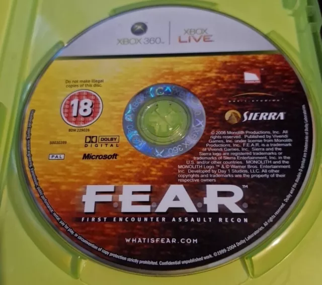 Fear 1 First encounter assault recon - Disque Seul - Xbox 360
